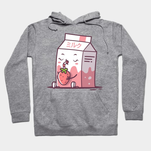 Strawberry Milk Kawaii Hoodie by zoljo